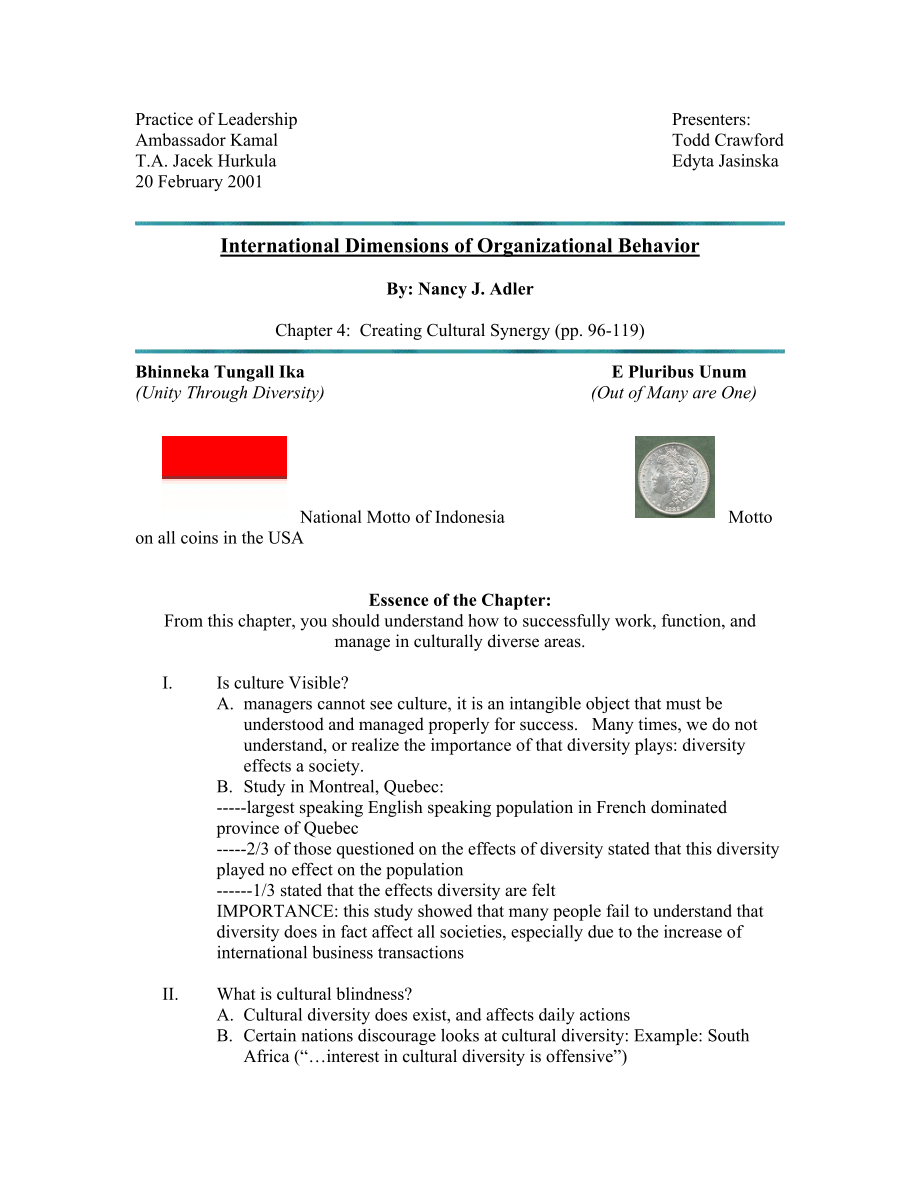 International dimensions of organizational behavior.doc_第1页