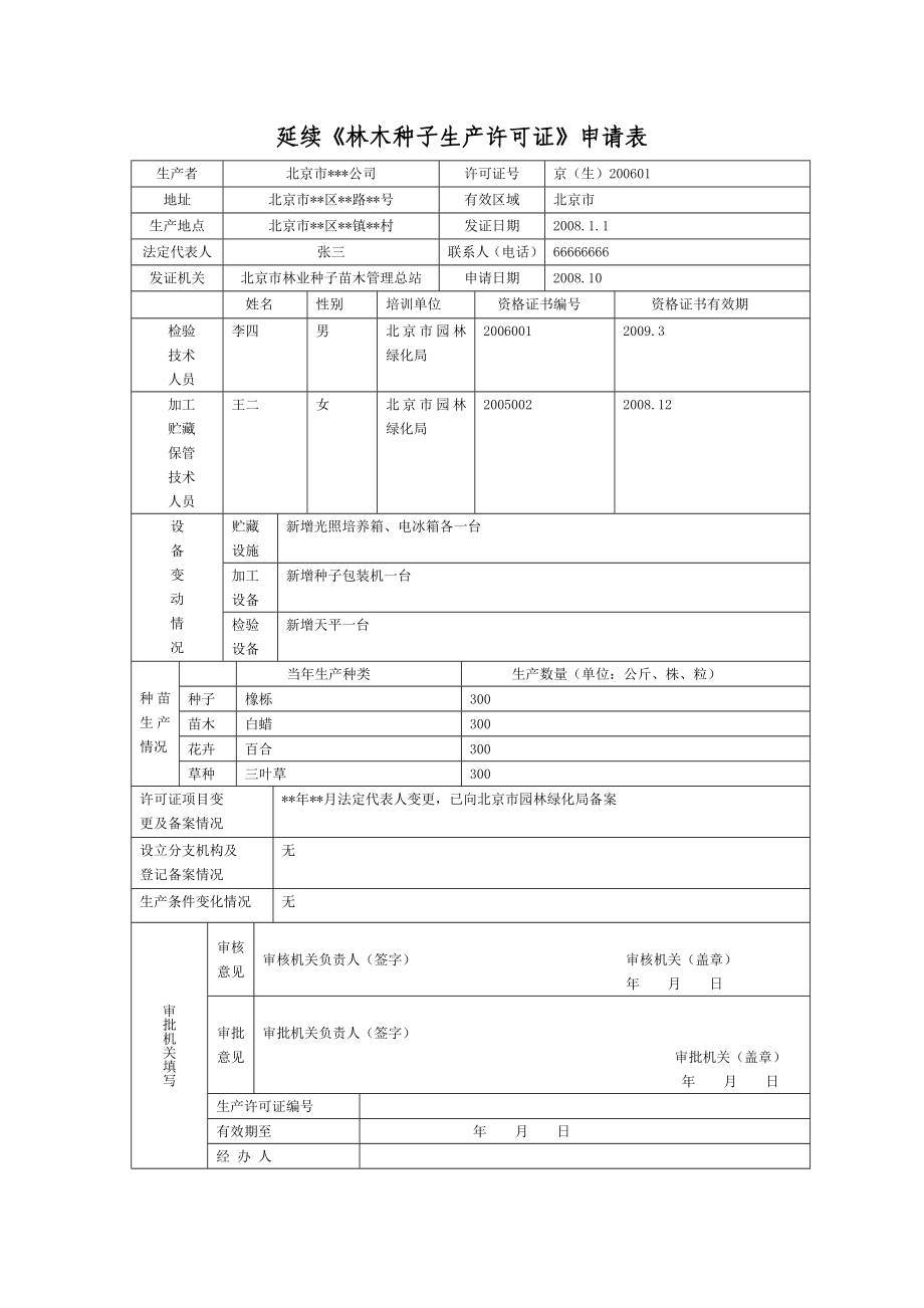 延续《林木种子生产许可证》申请表.doc_第1页