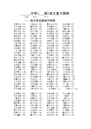 最新中考语文总复习资料全集已打印.doc