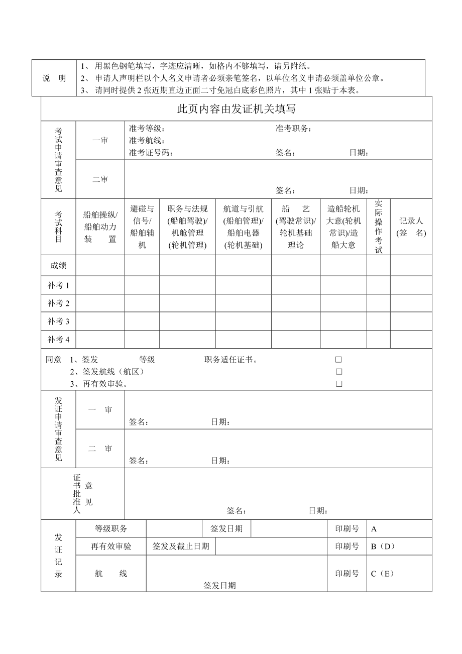 内河船舶船员适任证书申请表.doc_第2页