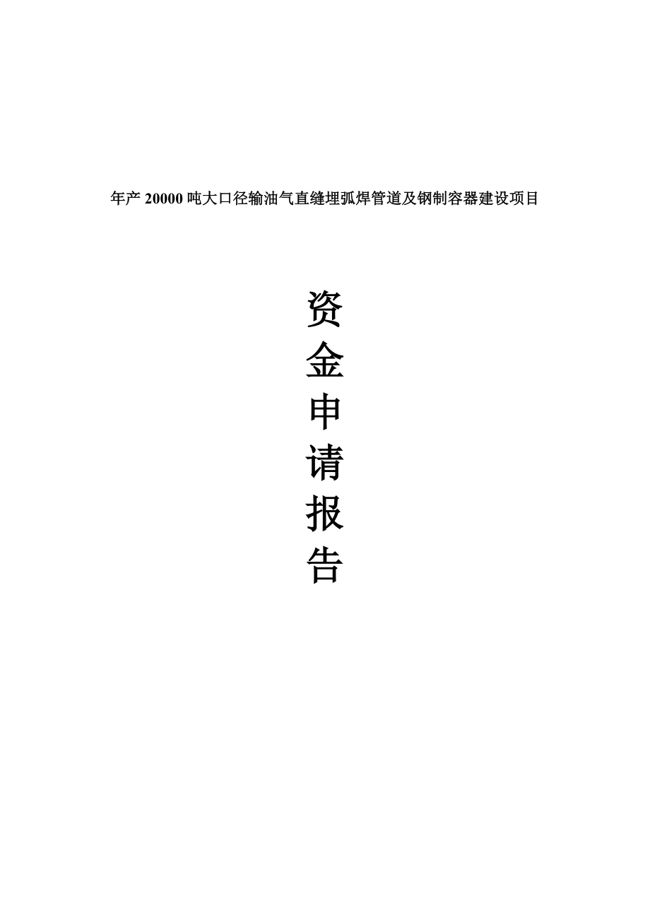 产20000吨大口径输油气直缝埋弧焊管道及钢制容器建设项目资金申请报告.doc_第1页