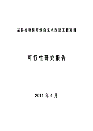 某县梅窖镇圩镇自来水改建工程项目可行性研究报告.doc