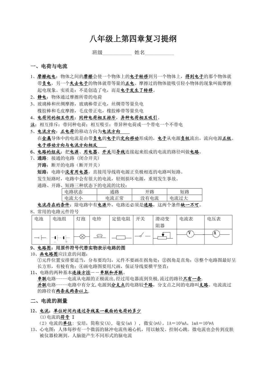 浙教版八年级上第四章电路探秘复习提纲知识点.doc_第1页