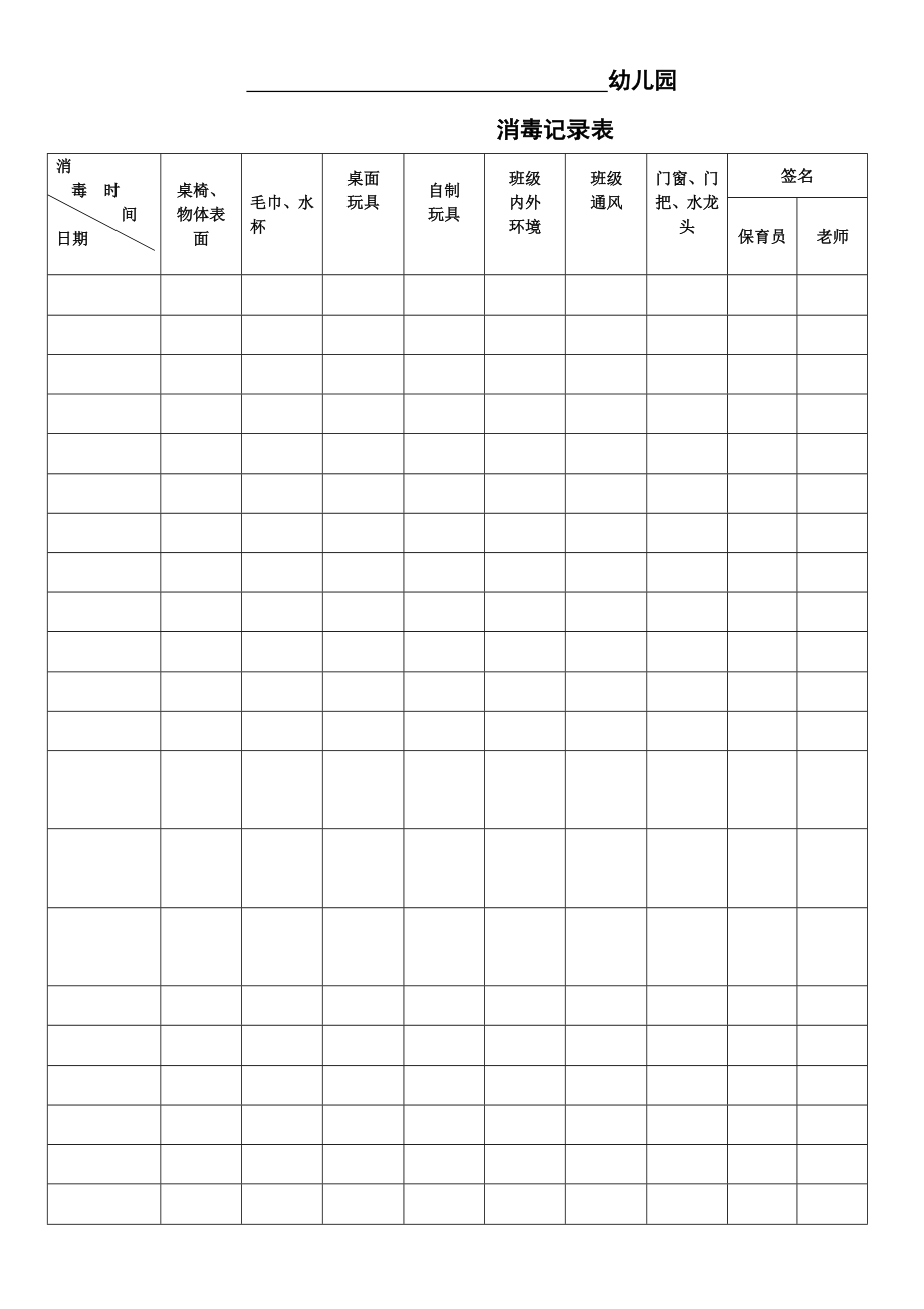 最新幼儿园消毒记录表.doc_第1页