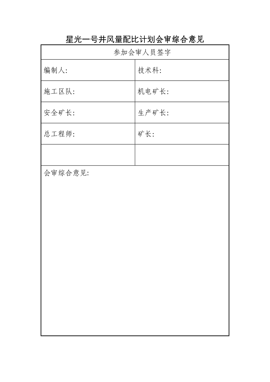 煤炭公司一号井星光一号井风量配比计划.doc_第2页