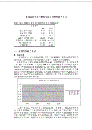 中国石油天然气股份有限公司财务报表分析.doc