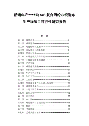 新增产吨SMS复合丙纶非织造布生产线项目可行性研究报告.doc