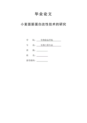 小麦面筋蛋白改性技术的研究.doc