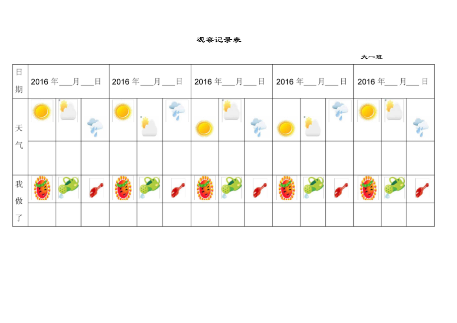 最新自然角观察记录表(表格)资料.docx_第1页