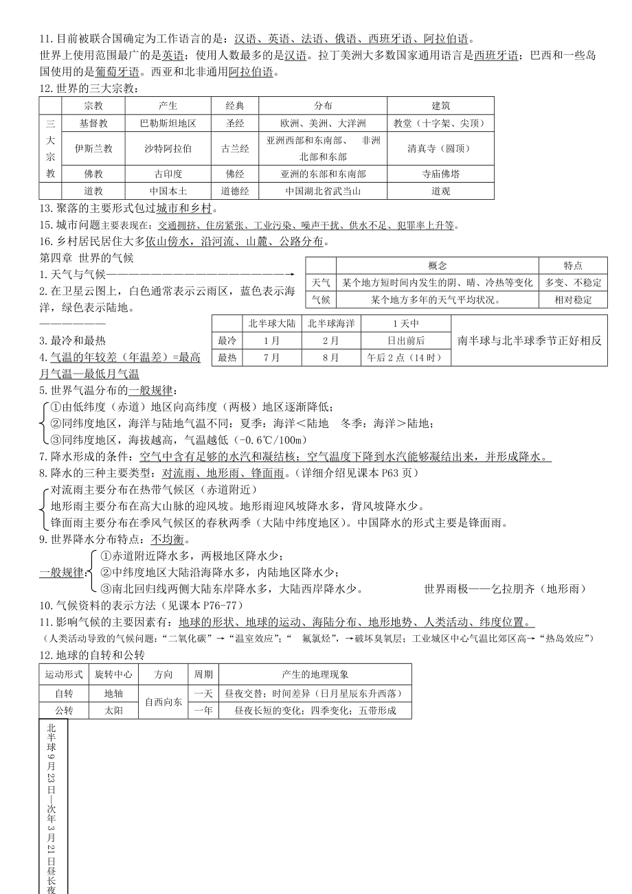 湘教版七年级地理上册期末复习资料.doc_第3页