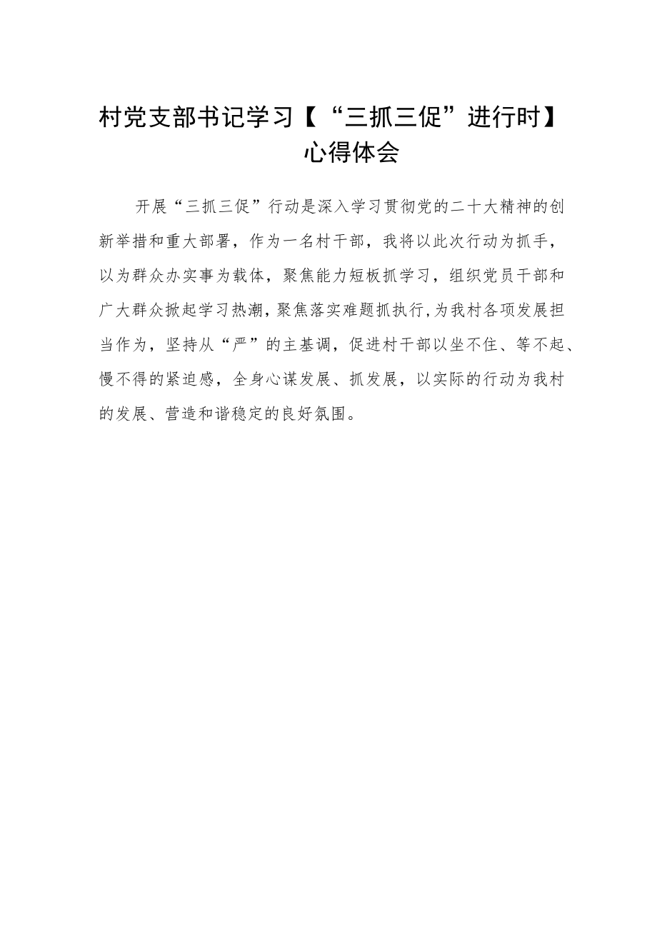 村党支部书记学习【“三抓三促”进行时】心得体会范文.docx_第1页