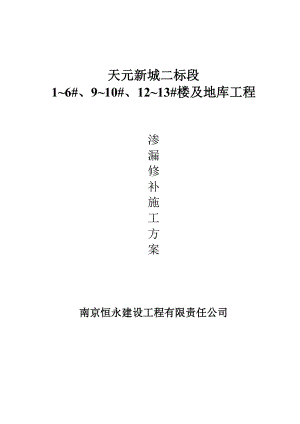 渗漏修补施工方案.doc