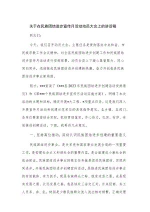 关于在民族团结进步宣传月活动动员大会上的讲话稿.docx