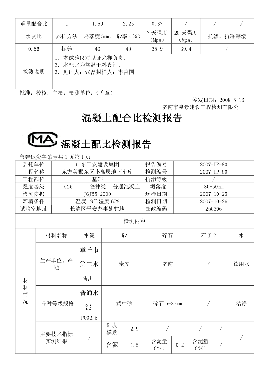 混凝土配合比检测报告.doc_第2页