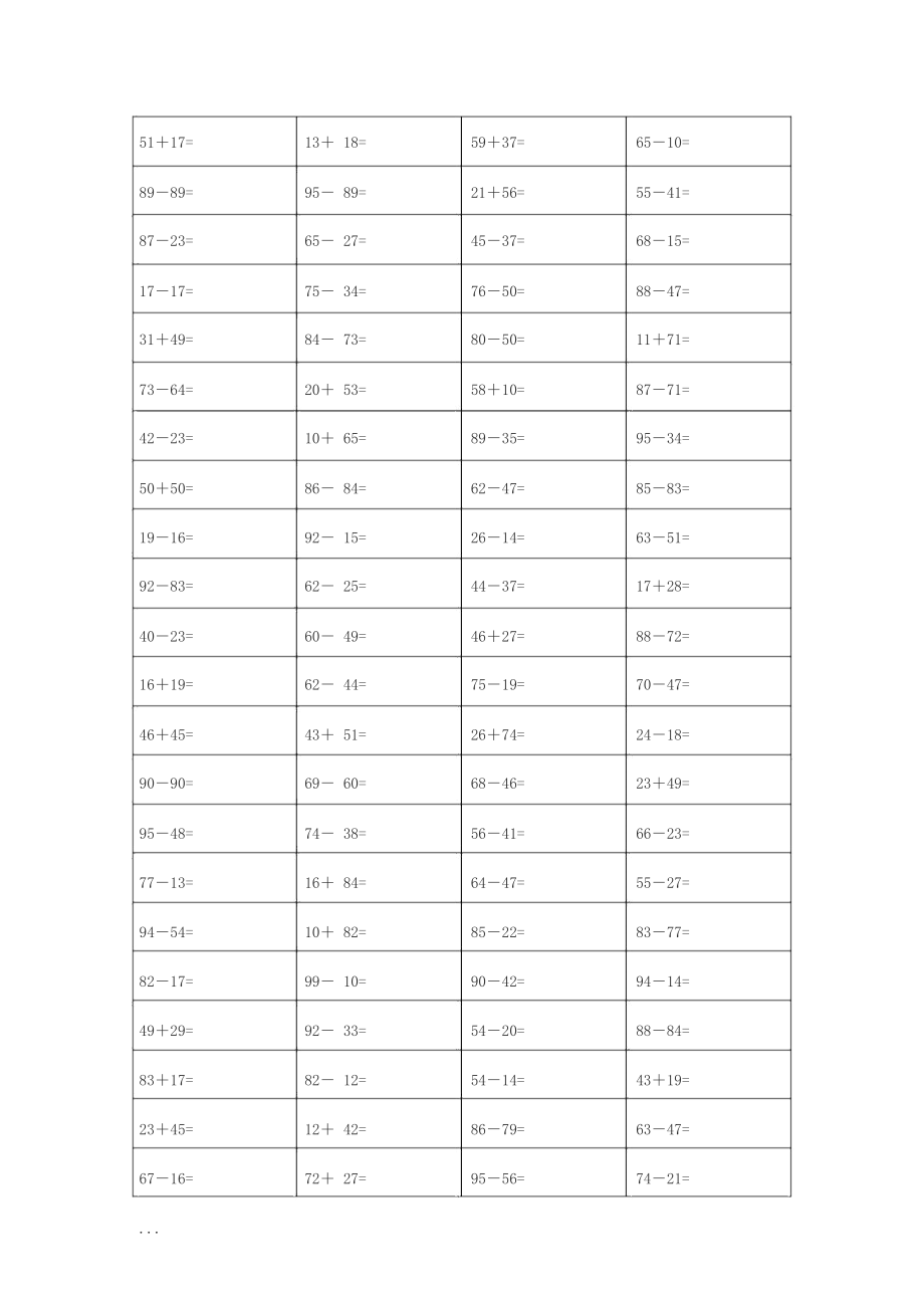 珠心算练习题(100以内的加减法).docx_第3页