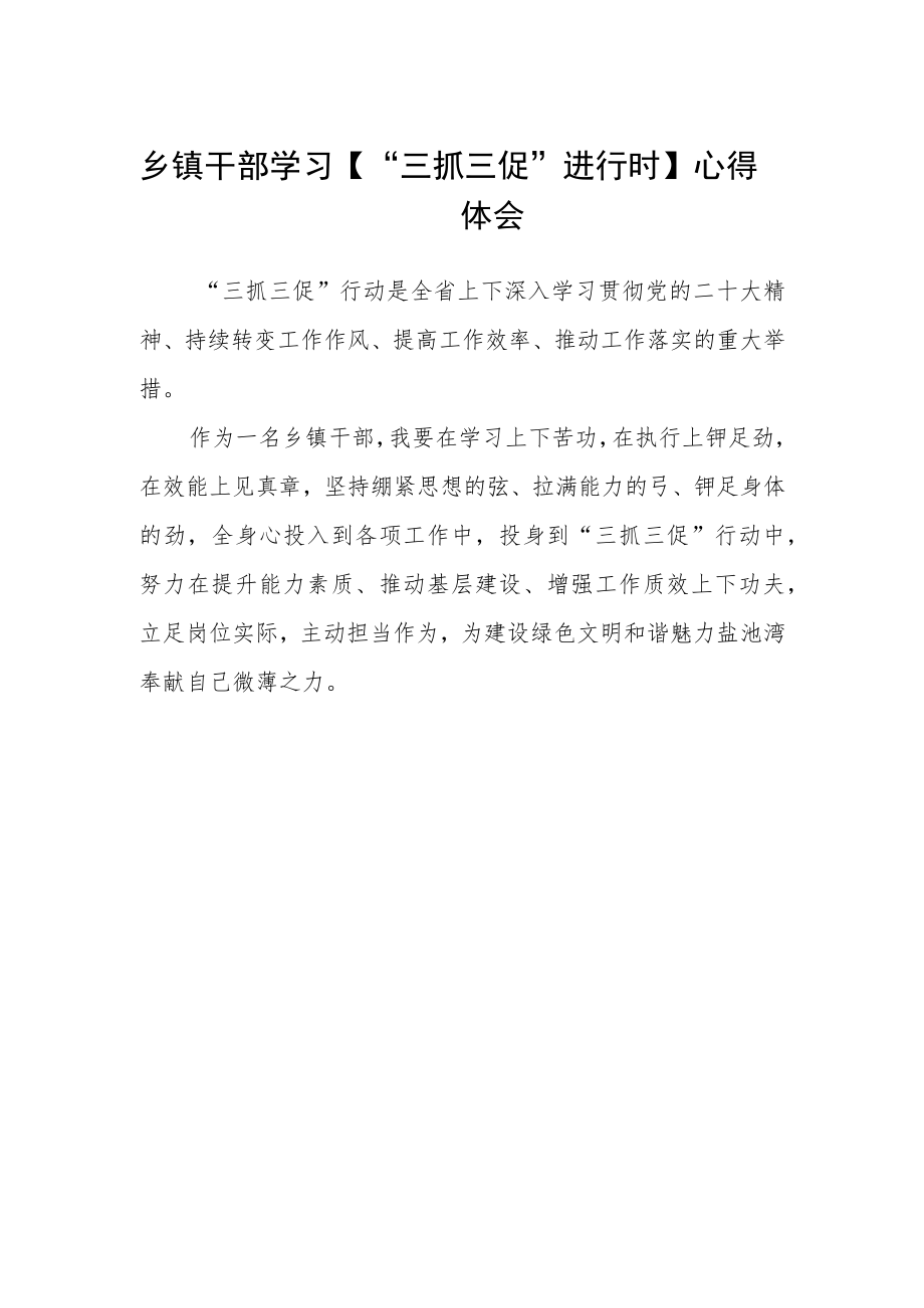 乡镇干部学习【“三抓三促”进行时】心得体会.docx_第1页