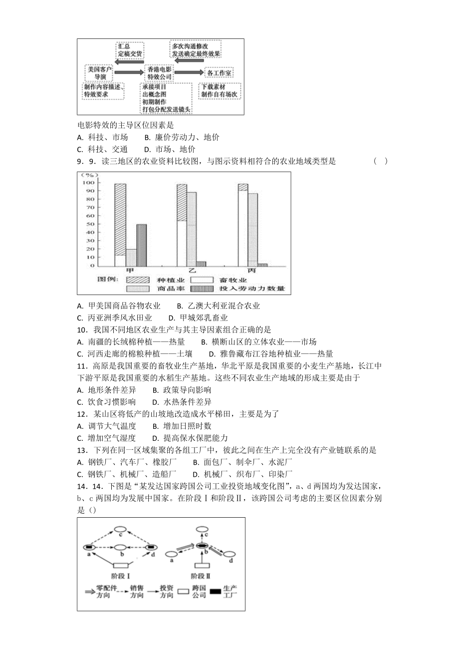 第三章区域产业活动练习题.doc_第2页