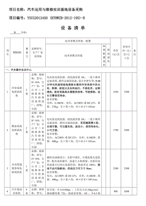 汽修与设备清单.doc