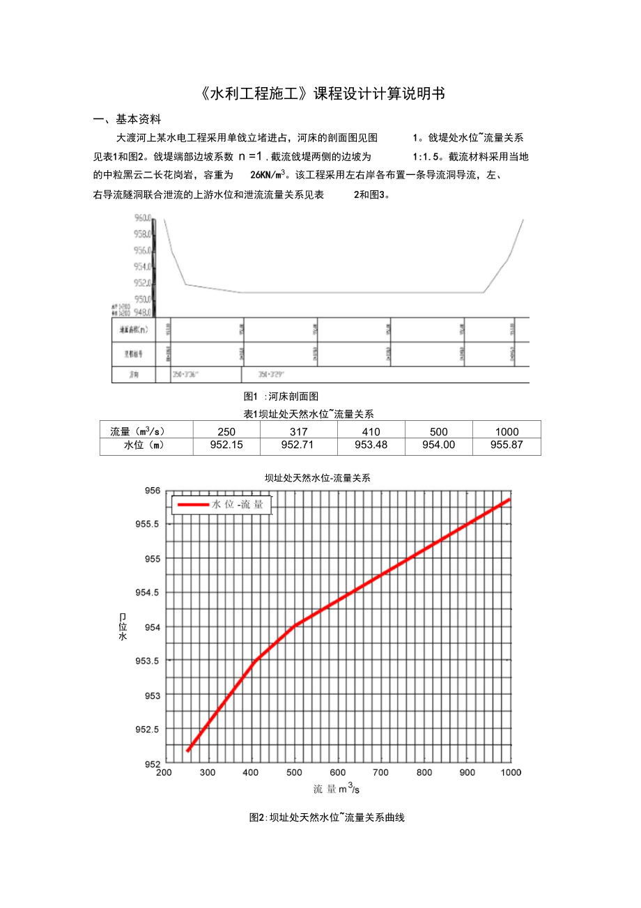 水利水电工程施工课程设计.docx_第1页