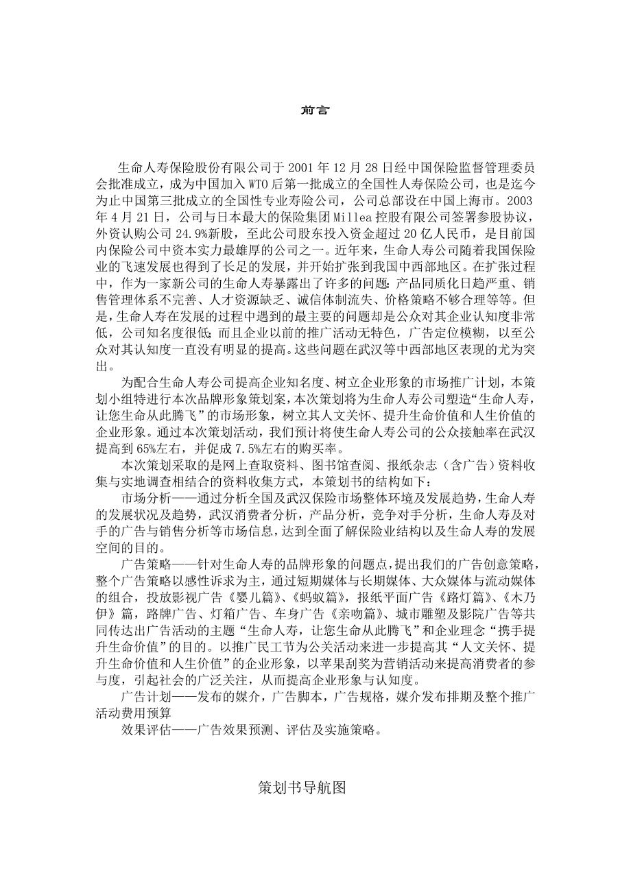 生命人寿保险公司营销策划案.doc_第1页