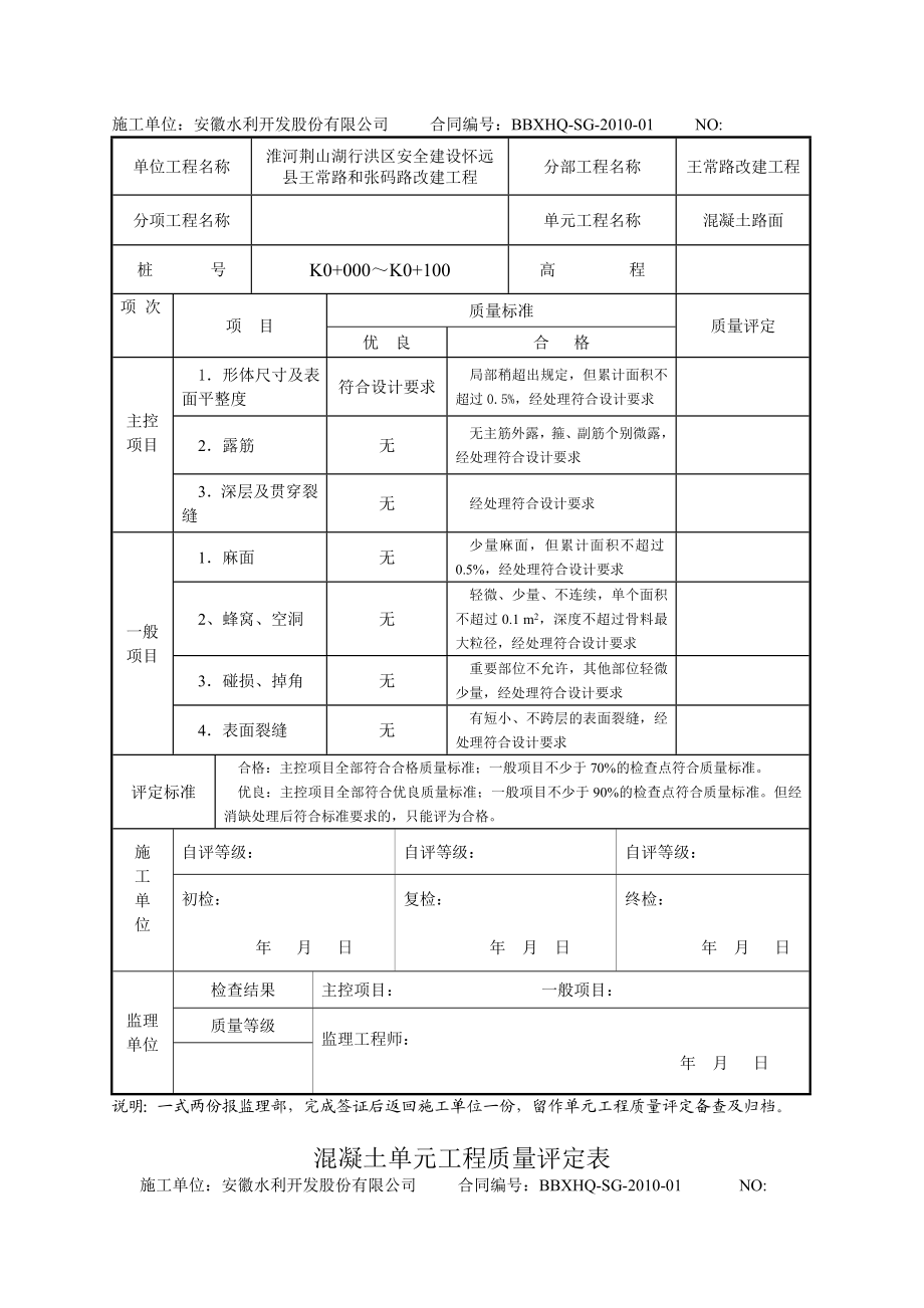 混凝土单元工程质量评定表.doc_第2页