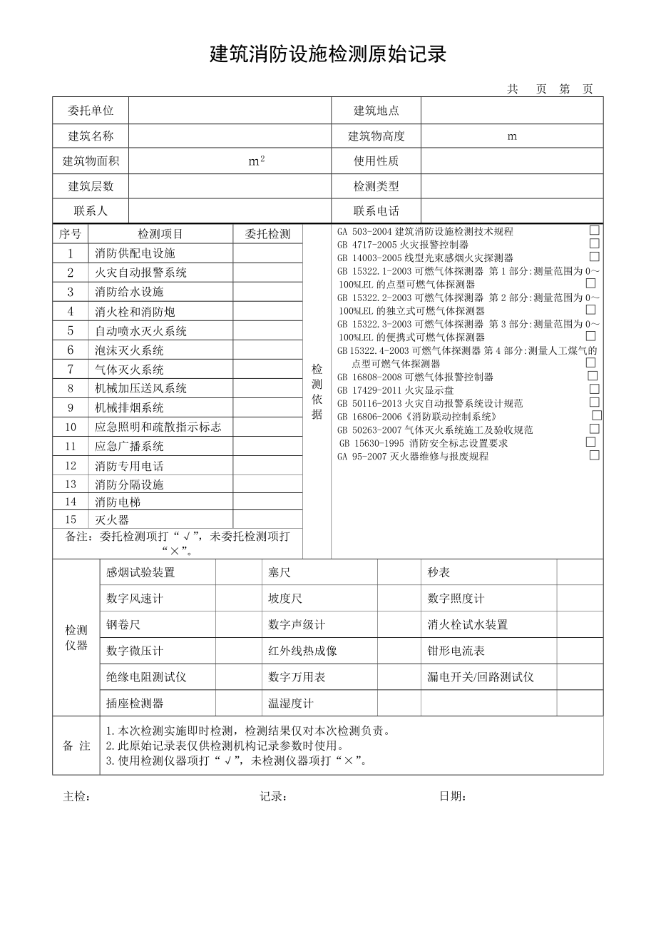 消防设施检测原始记录.doc_第2页