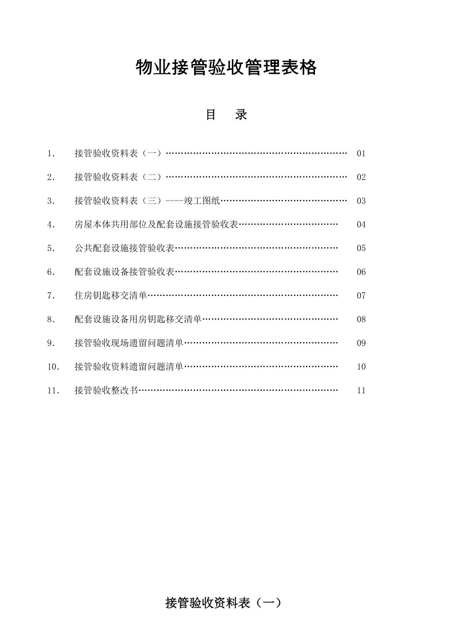 物业接管验收管理表格.doc_第1页