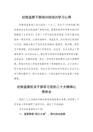 纪检监察干部培训班培训学习心得范文【集合三篇】.docx