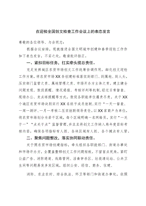 在迎检全国创文检查工作会议上的表态发言.docx