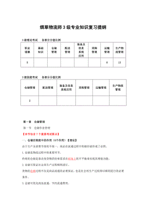 烟草物流师3级专业知识复习提纲下发版.doc