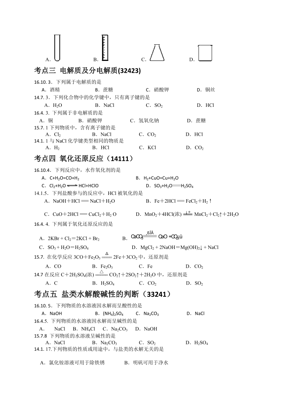 浙江化学学考选考历年真题分类汇编(选择题).docx_第2页