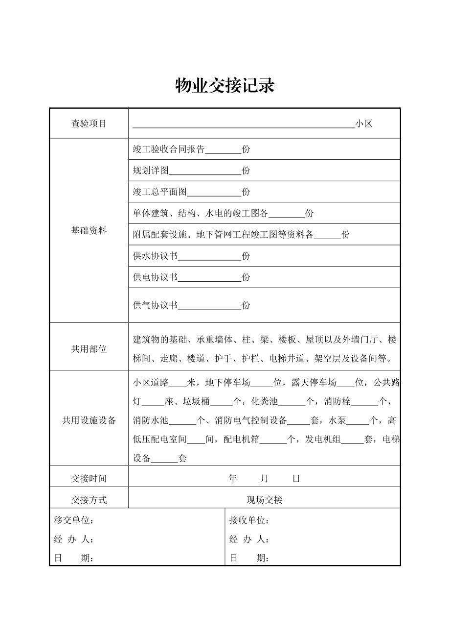 物业交接记录剖析.doc_第1页