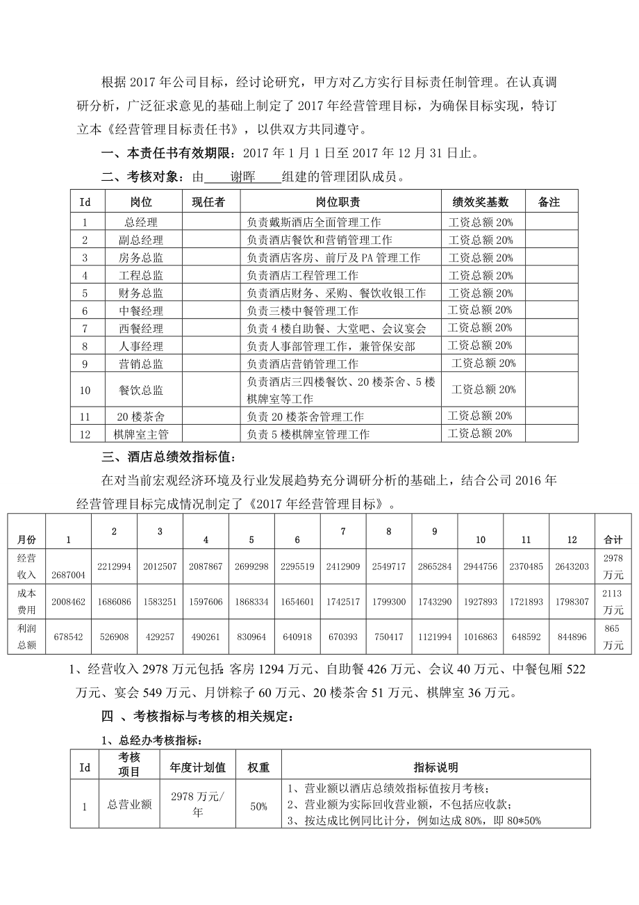 酒店经营管理目标责任书.doc_第2页