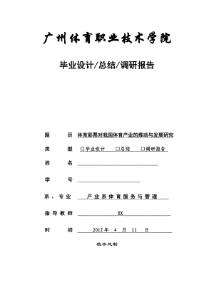 体育彩票对我国体育产业的推动与发展研究毕业论文.doc