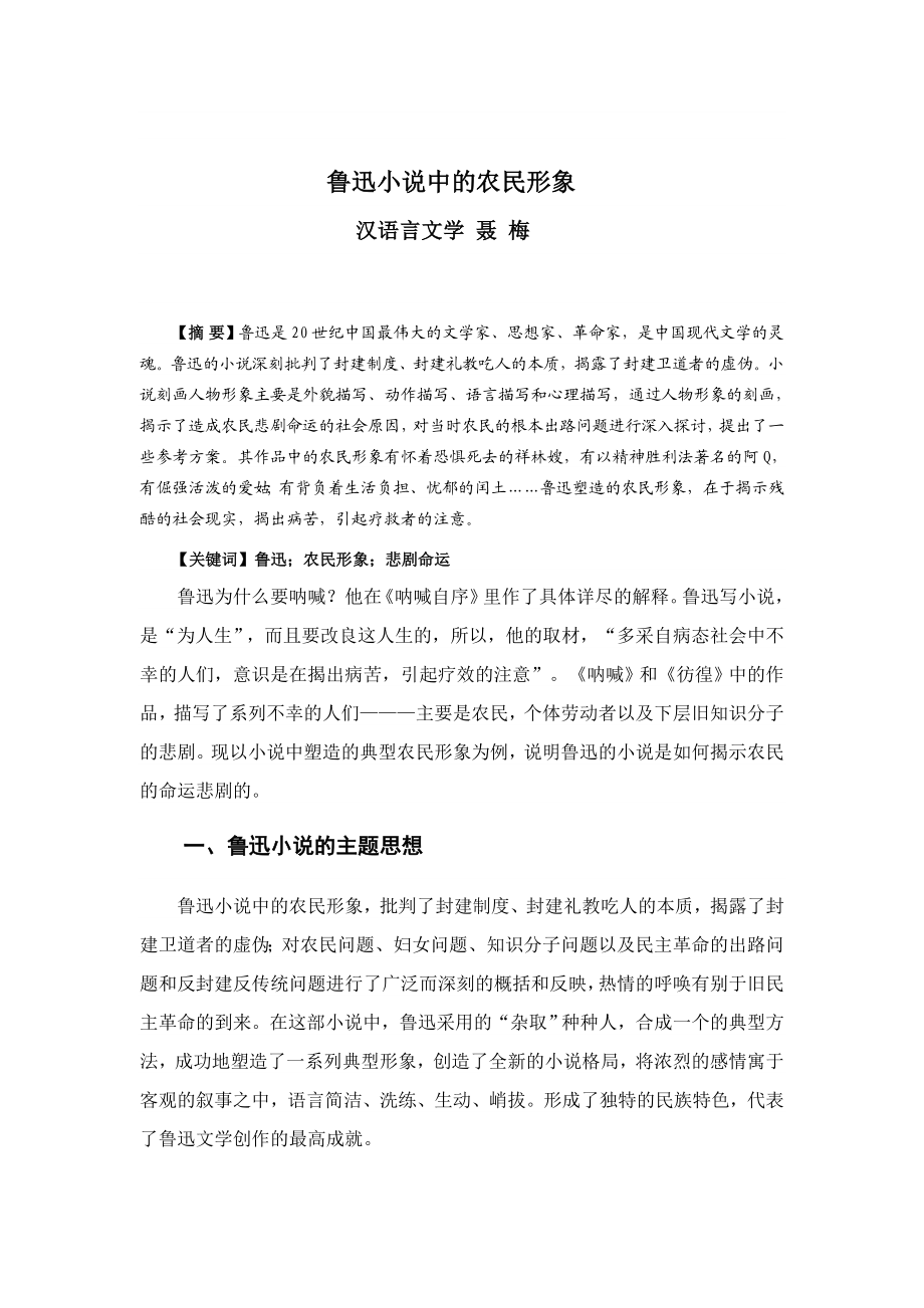 毕业论文鲁迅小说中的农民形象研究35950.doc_第3页