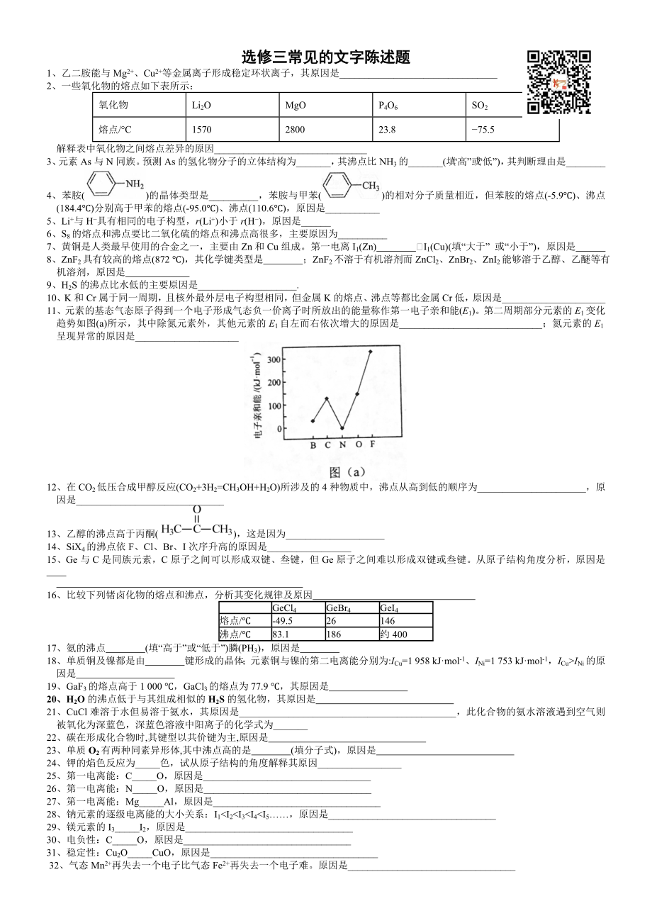 选修三常见的文字陈述题.doc_第1页