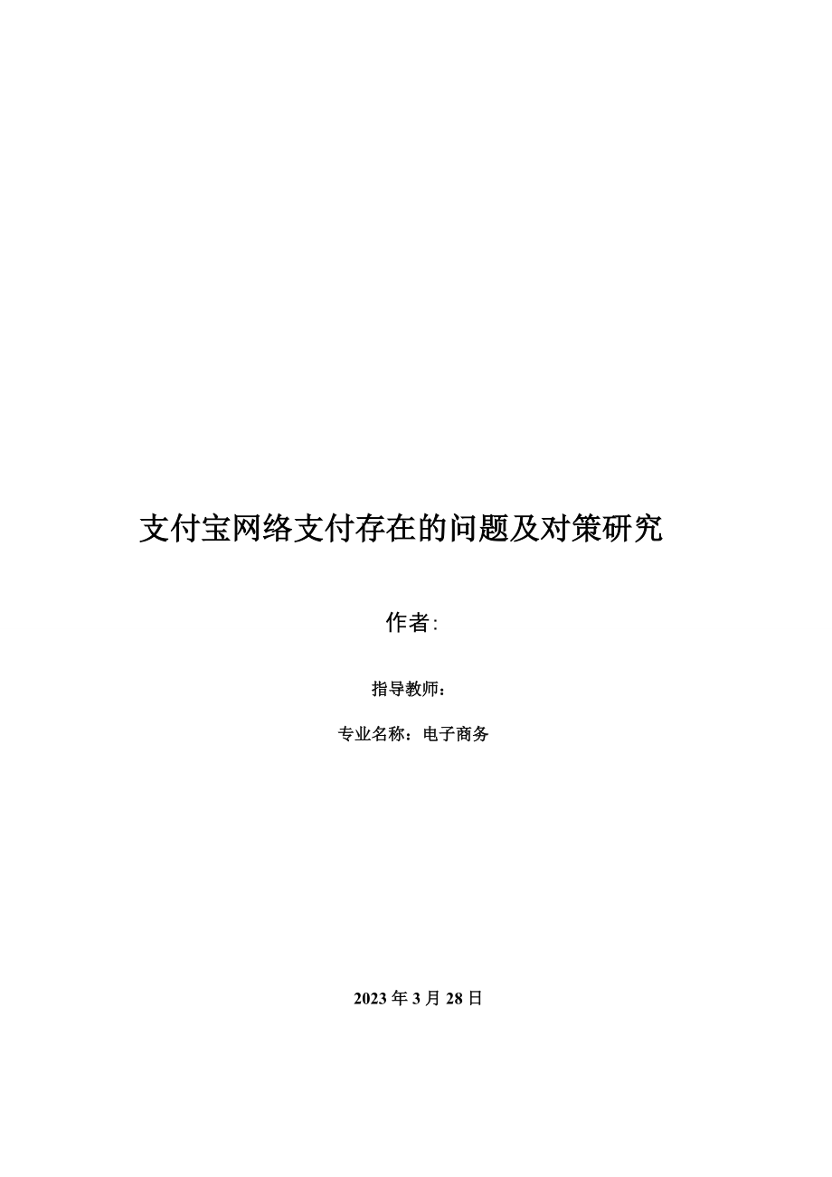 支付宝网络支付存在的问题及对策研究毕业论文.doc_第1页