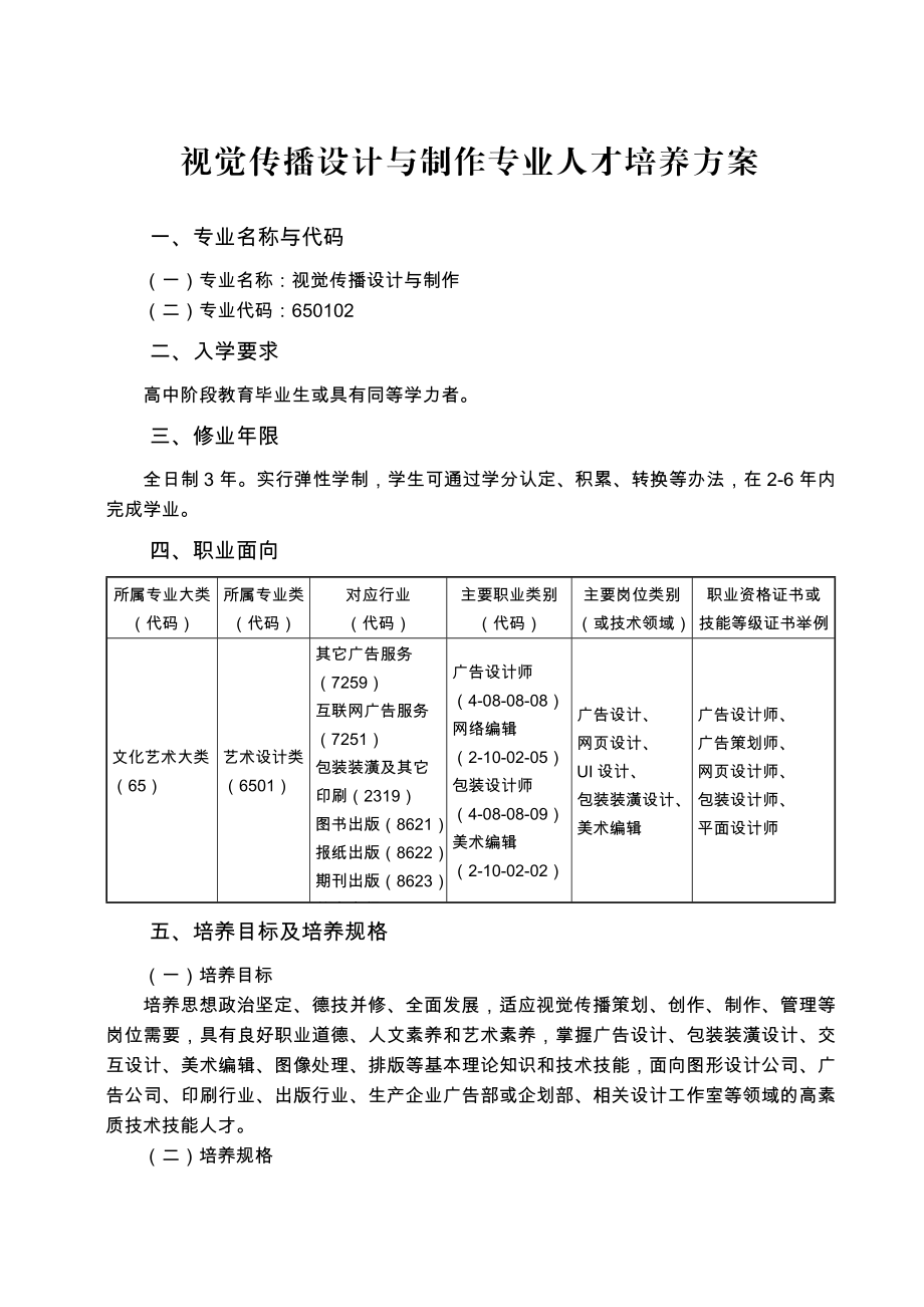 视觉传播设计与制作专业人才培养方案.doc_第1页