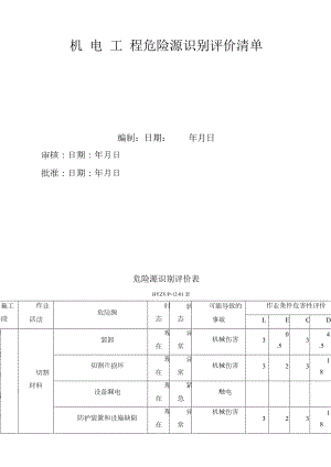 高速公路机电安装工程危险源识别评价清单.doc