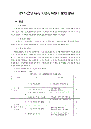 《汽车空调结构原理与维修》课程标准课件.doc