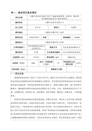 安徽马氏食品有限公司产5000吨烘烤类、油炸类、膨化类环境评价报告表.doc