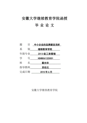 中小企业的品牌建设浅析毕业论文.doc