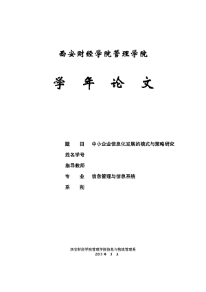 中小企业信息化发展的模式与策略研究毕业论文.doc