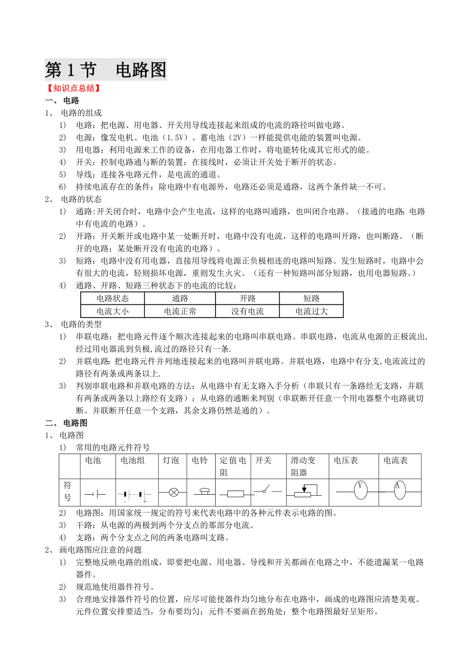 《电路探秘》知识点总结及同步练习要点.doc_第2页