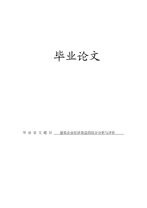 建筑企业经济效益的综合分析与评价(毕业论文).doc