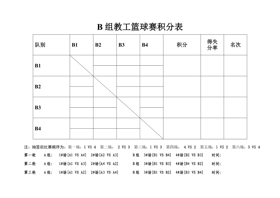 篮球单循环积分淘汰制赛程表积分表对阵表汇总.doc_第2页