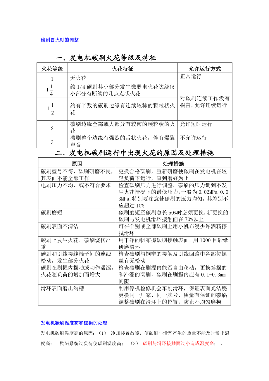 发电机滑环碳刷异常处理.doc_第1页