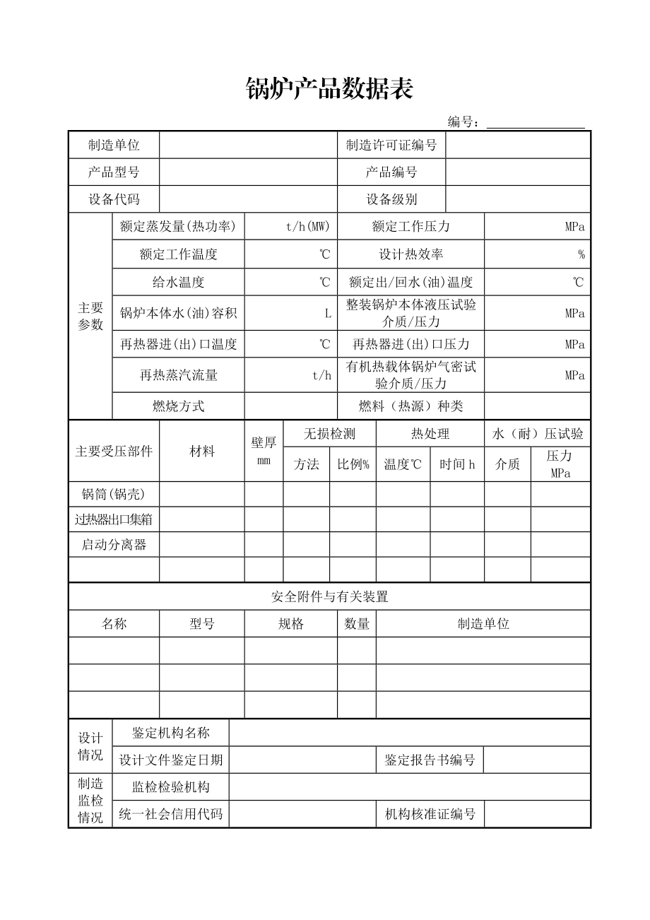 锅炉产品数据表.doc_第1页