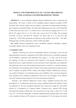 4684.新型宽带面谐平衡混频器设计与性能的影响 毕业设计(论文)英文原文.doc