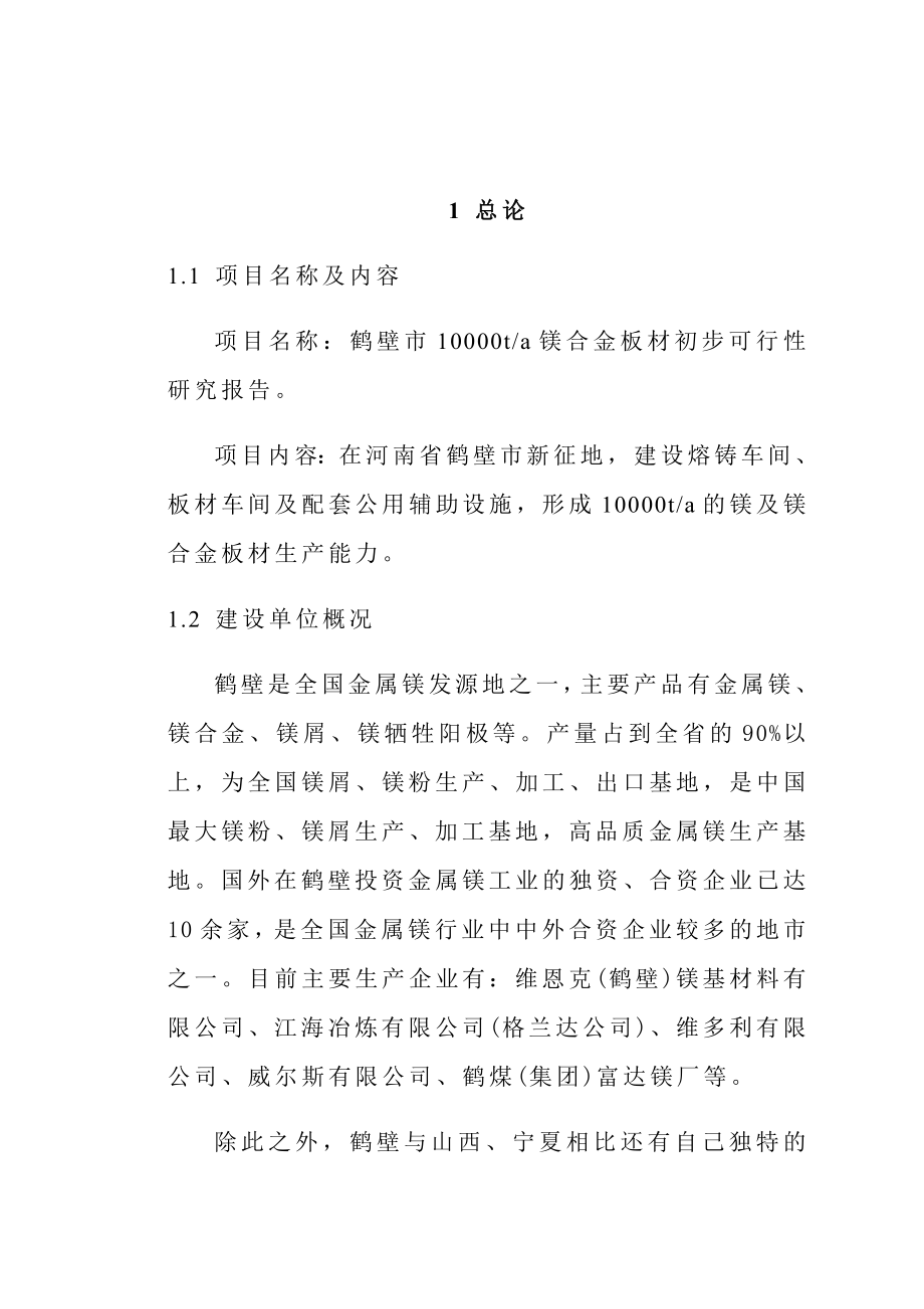 产10000t镁合金板材项目可行性研究报告.doc_第2页